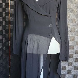 Myrene de Premonville Black Sheer Longline Top